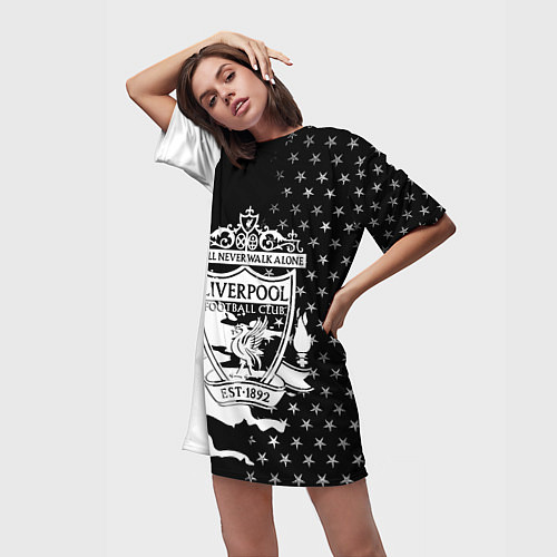 Женская длинная футболка Liverpool текстура спорт / 3D-принт – фото 3