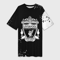 Женская длинная футболка Liverpool белые краски текстура
