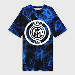 Футболка женская длинная Inter smoke neon, цвет: 3D-принт