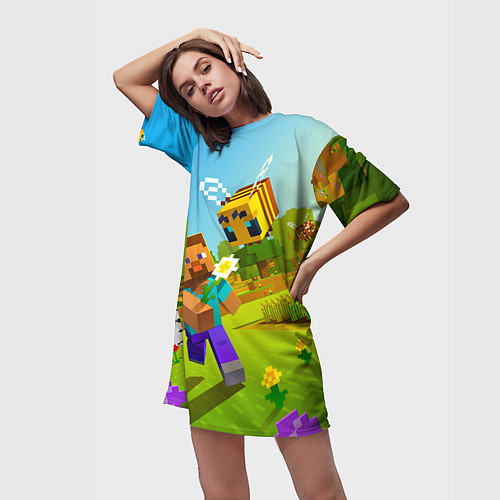 Женская длинная футболка Стив и пчела / 3D-принт – фото 3