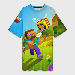 Футболка женская длинная Стив и пчела, цвет: 3D-принт