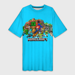 Женская длинная футболка Мобы майнкрафт
