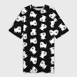 Футболка женская длинная Annoying dog pattern - Undertale, цвет: 3D-принт