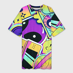 Футболка женская длинная Пришелец, цвет: 3D-принт