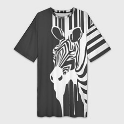 Футболка женская длинная Зебра, цвет: 3D-принт