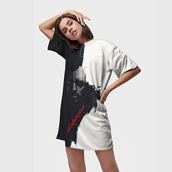 Футболка женская длинная Cyberpunk 2077, цвет: 3D-принт — фото 2