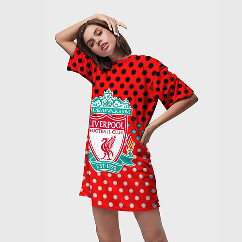 Женская длинная футболка Liverpool точки текстура спорт / 3D-принт – фото 3