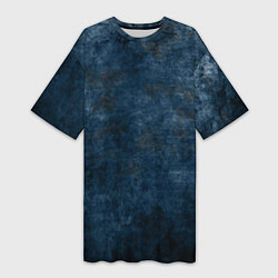 Футболка женская длинная Абстракция - old blue wall with black stains, цвет: 3D-принт
