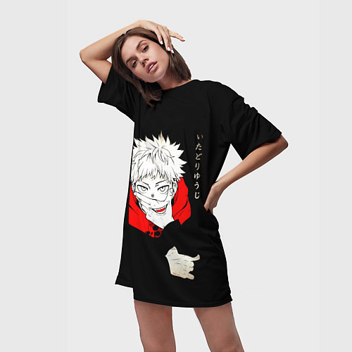 Женская длинная футболка Магическая битва Итадори двуликий / 3D-принт – фото 3