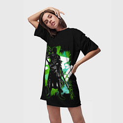 Футболка женская длинная One Piece силуэт Ророноа Зоро, цвет: 3D-принт — фото 2