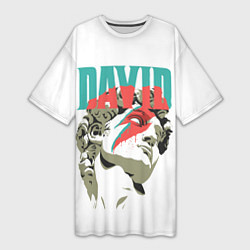 Футболка женская длинная David Bowie статуя Давида, цвет: 3D-принт