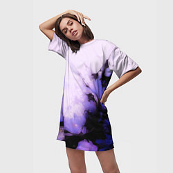 Футболка женская длинная Взрывной индиго светлый, цвет: 3D-принт — фото 2