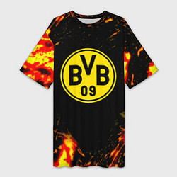 Футболка женская длинная Borussia огненные краски, цвет: 3D-принт