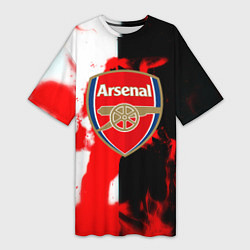Футболка женская длинная Арсенал огонь, цвет: 3D-принт