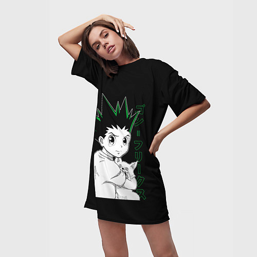 Женская длинная футболка Гон Фрикс Хантер х Хантер / 3D-принт – фото 3