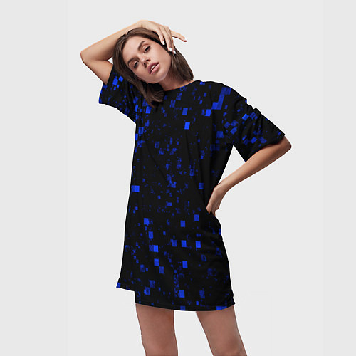 Женская длинная футболка Color blue khaki / 3D-принт – фото 3