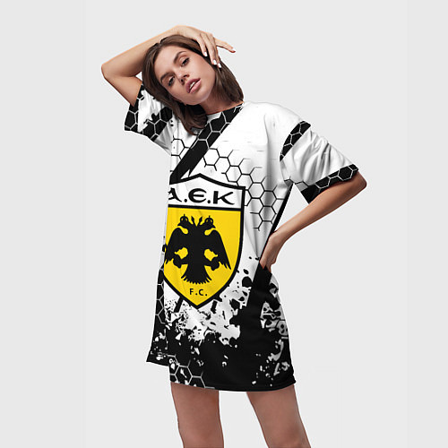 Женская длинная футболка AEK броня текстура краски / 3D-принт – фото 3