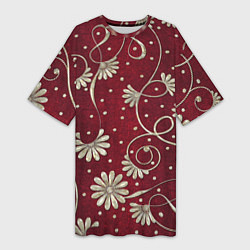 Футболка женская длинная Красный бархат, цвет: 3D-принт
