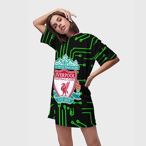 Женская длинная футболка Liverpool плата текстура / 3D-принт – фото 3