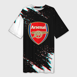 Футболка женская длинная Арсенал краски глитч текстура, цвет: 3D-принт