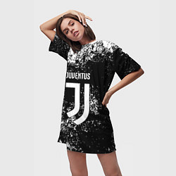 Футболка женская длинная Ювентус брызги красок, цвет: 3D-принт — фото 2