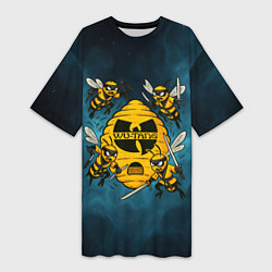 Футболка женская длинная Wu-tang clan пчелы, цвет: 3D-принт
