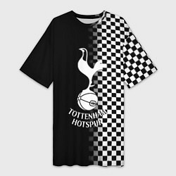 Футболка женская длинная Тоттенхэм клетка шахматная, цвет: 3D-принт