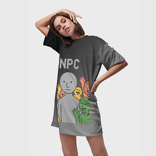 Женская длинная футболка Я NPC без эмоций / 3D-принт – фото 3