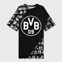 Футболка женская длинная Borussia китайские символы текстура, цвет: 3D-принт