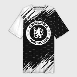 Футболка женская длинная Chelsea штрихи красок текстура, цвет: 3D-принт