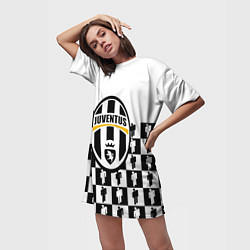 Футболка женская длинная Juventus болельщики паттерн, цвет: 3D-принт — фото 2