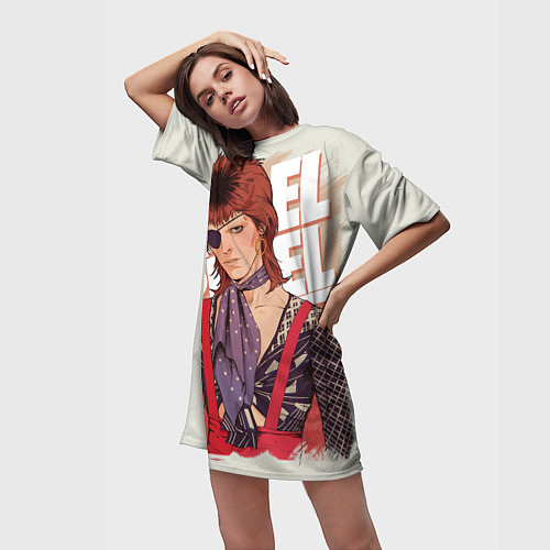 Женская длинная футболка David Bowie Rebel Rebel / 3D-принт – фото 3