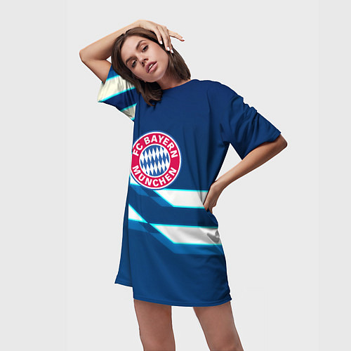 Женская длинная футболка Бавария Мюнхен геометрия / 3D-принт – фото 3
