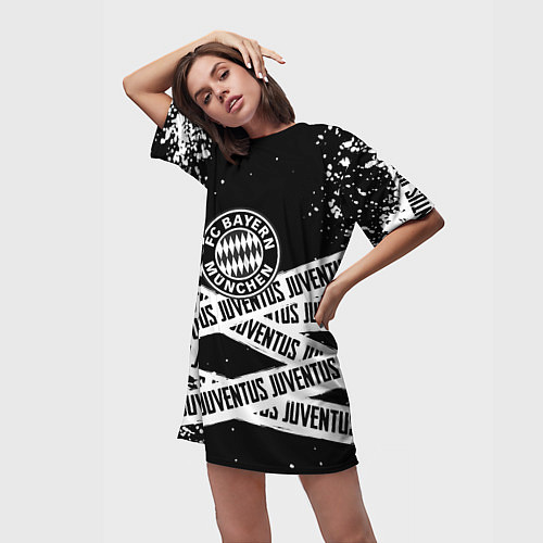 Женская длинная футболка Бавария Мюнхен x Ювентус / 3D-принт – фото 3