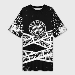 Футболка женская длинная Бавария Мюнхен x Ювентус, цвет: 3D-принт