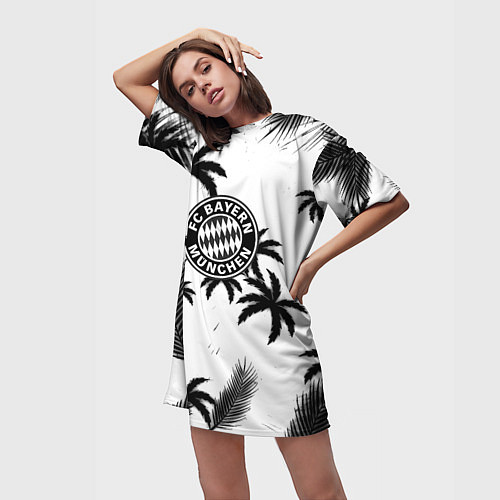 Женская длинная футболка Бавария Мюнхен тропики / 3D-принт – фото 3