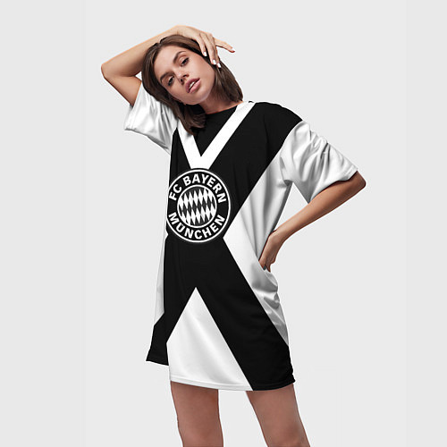 Женская длинная футболка Бавария Мюнхен полосы / 3D-принт – фото 3