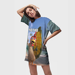 Футболка женская длинная Мем чотко Цыпа Джо, цвет: 3D-принт — фото 2