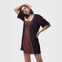 Футболка женская длинная Средневековая принцесса, цвет: 3D-принт — фото 2