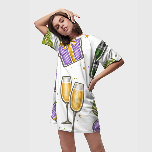 Женская длинная футболка Новогодний вайб / 3D-принт – фото 3