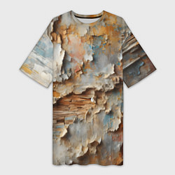 Футболка женская длинная Старая штукатурка на стене - абстракция, цвет: 3D-принт