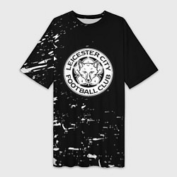 Футболка женская длинная Лестер сити краски белые, цвет: 3D-принт