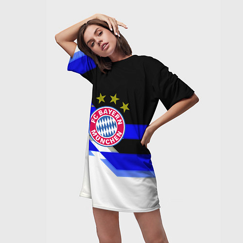 Женская длинная футболка Бавария Мюнхен полосы спорт / 3D-принт – фото 3
