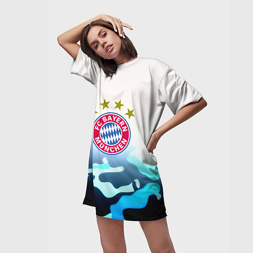 Женская длинная футболка Бавария Мюнхен камуфляж / 3D-принт – фото 3
