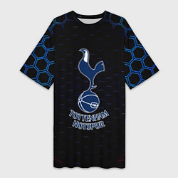 Футболка женская длинная ФК Тоттенхэм соты, цвет: 3D-принт