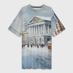 Футболка женская длинная Зимний Питер красками, цвет: 3D-принт