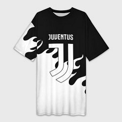 Футболка женская длинная Ювентус огонь текстура, цвет: 3D-принт
