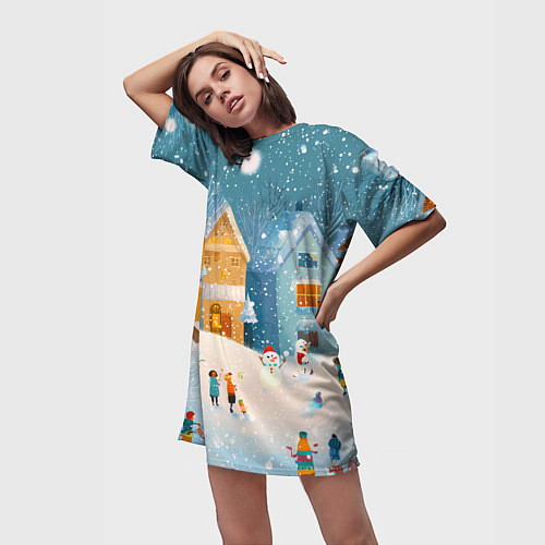 Женская длинная футболка Новогодние каникулы / 3D-принт – фото 3