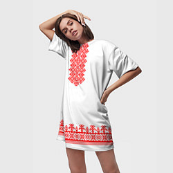 Футболка женская длинная Славянская вышиванка рубаха, цвет: 3D-принт — фото 2