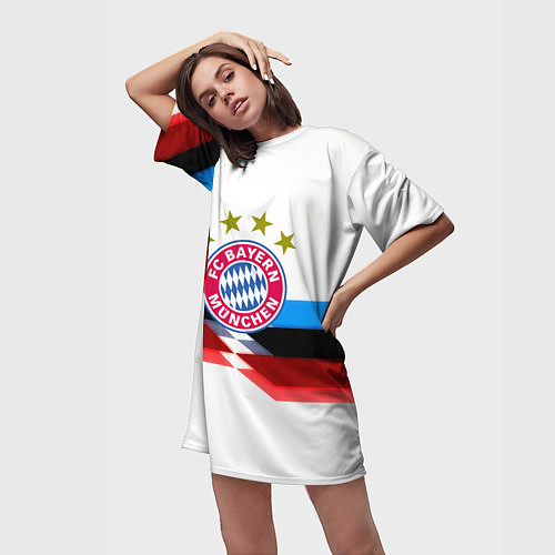 Женская длинная футболка Бавария Мюнхен геометрия спорт / 3D-принт – фото 3